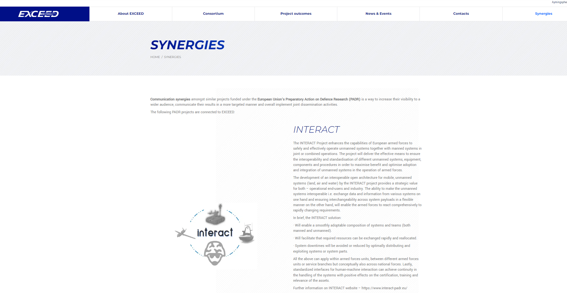 INTERACT featured at EXCEED PADR Website | News from synergy projects